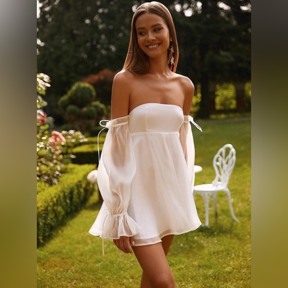 Celine Mini Dress in White - Alamour - Picture 2 of 4